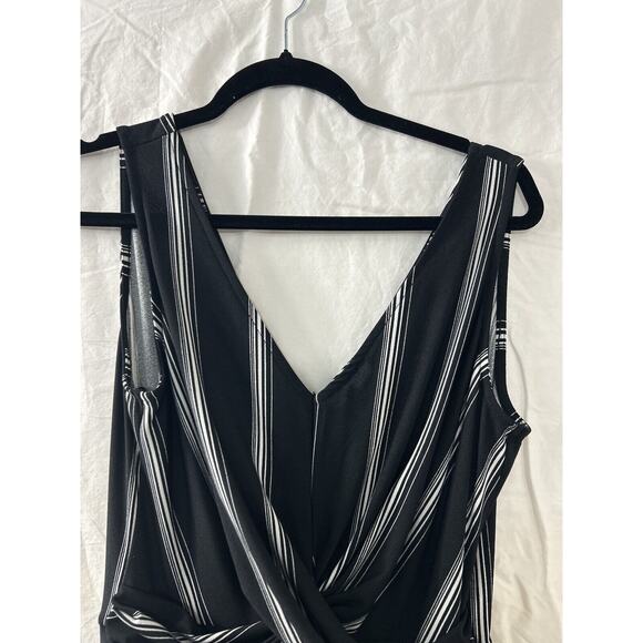 Candie’s Jumper Jumpsuit Romper Womans Black‎ White Stripe Sz M Palazzo Boho - Picture 3 of 14